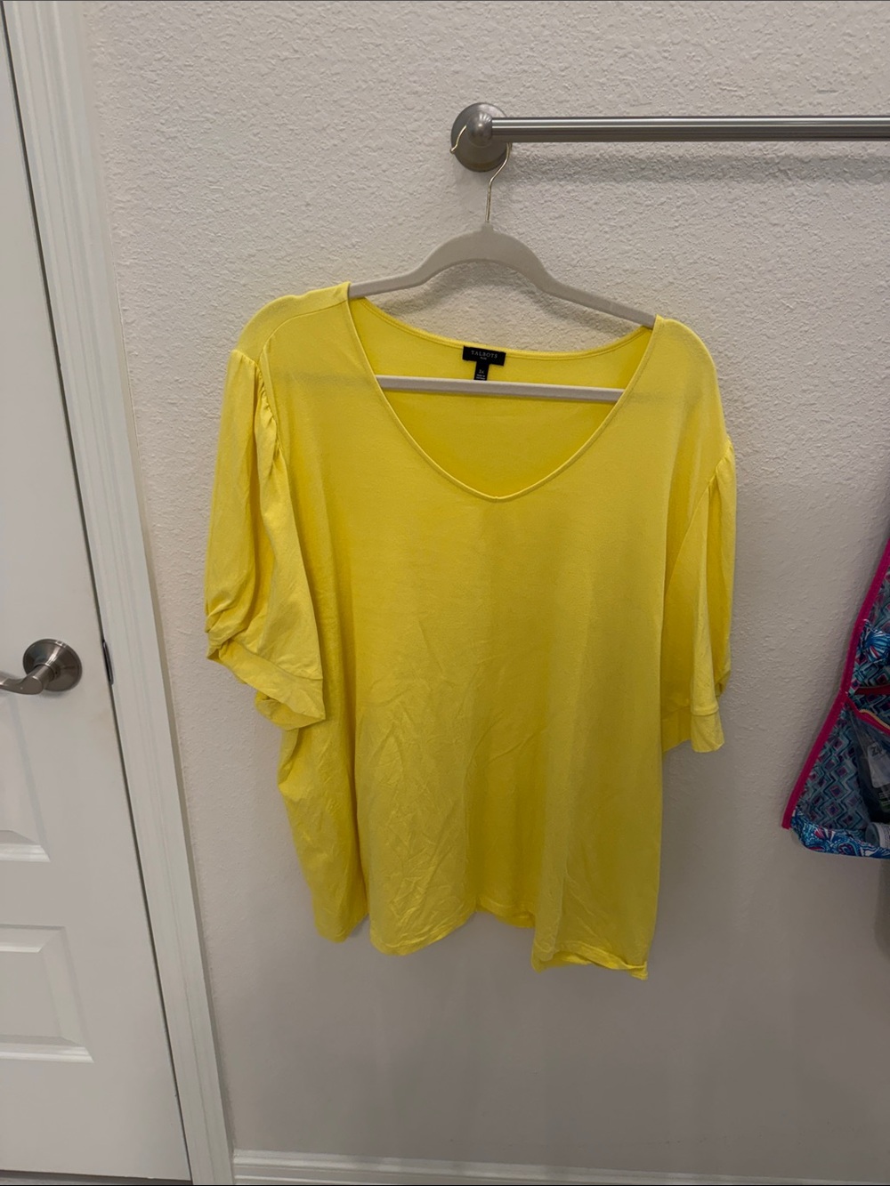 Talbots Sunny Yellow V-Neck Short Sleeve Top